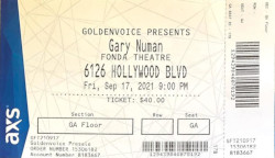 Gary Numan Los Angeles The Fonda Theatre Ticket